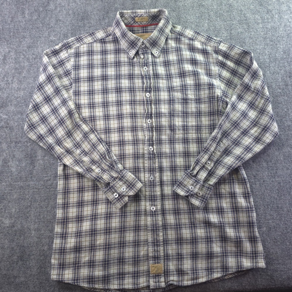 Onward Reserve Flannel Shirt Small Blue Gray‎ Plaid Long Sleeve Button Down